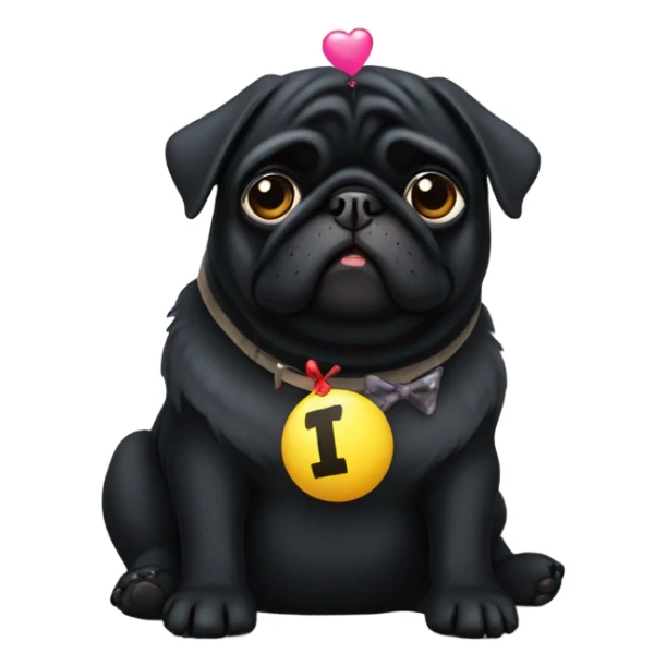 Black pug  and a ballon that says  “I’m sorry” sticker