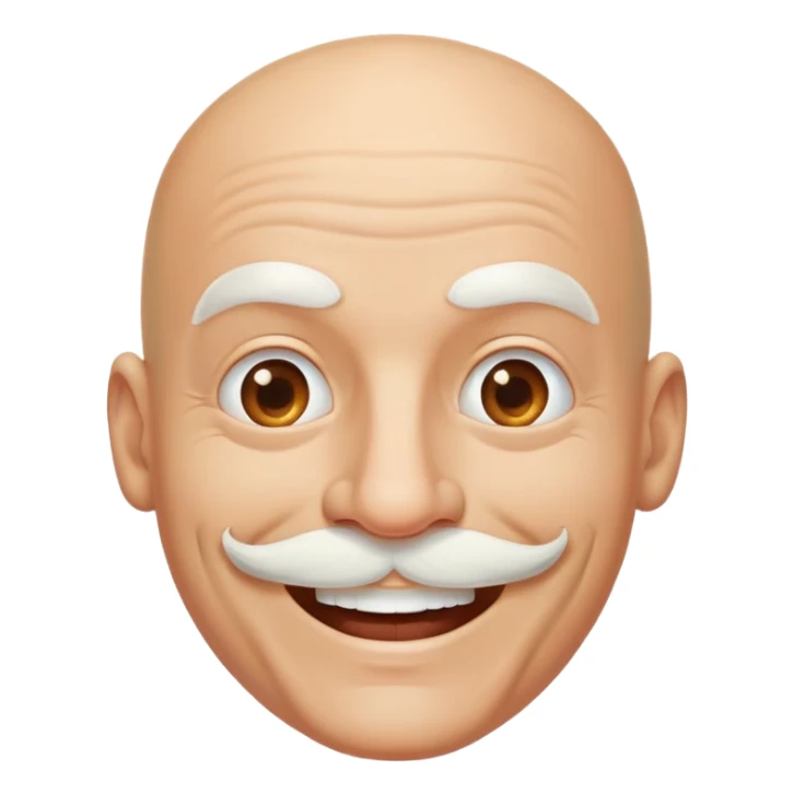 Head of a grinning bald man with a big white moustache  sticker