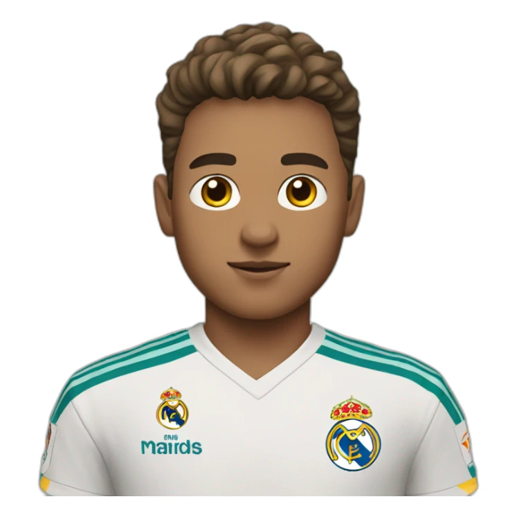 A man wearing a real madrid 2024 shirt White people 14 ans sticker