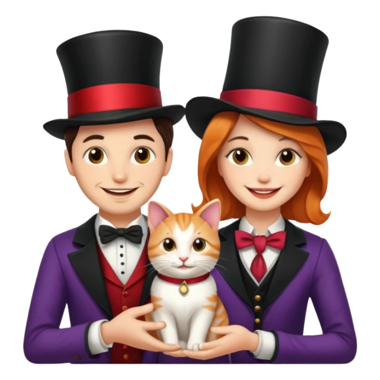 magician couple and their pet cat sticker