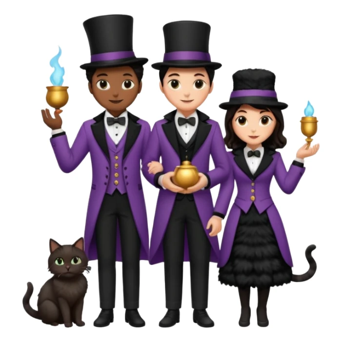 magician couple and their pet cat sticker