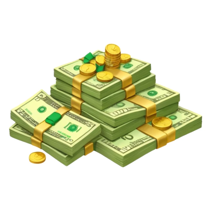 It's an image of money such as coins and bills, but there's only one or two neatly sticker