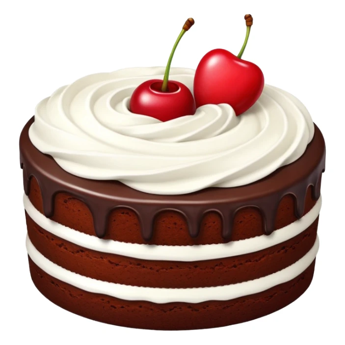 Chocolate cake with white frosting and cherry sticker