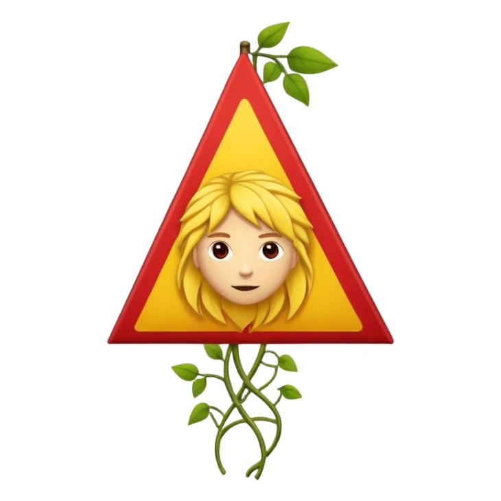 Red and yellow flag with three legs and a head with vines as hair sticker