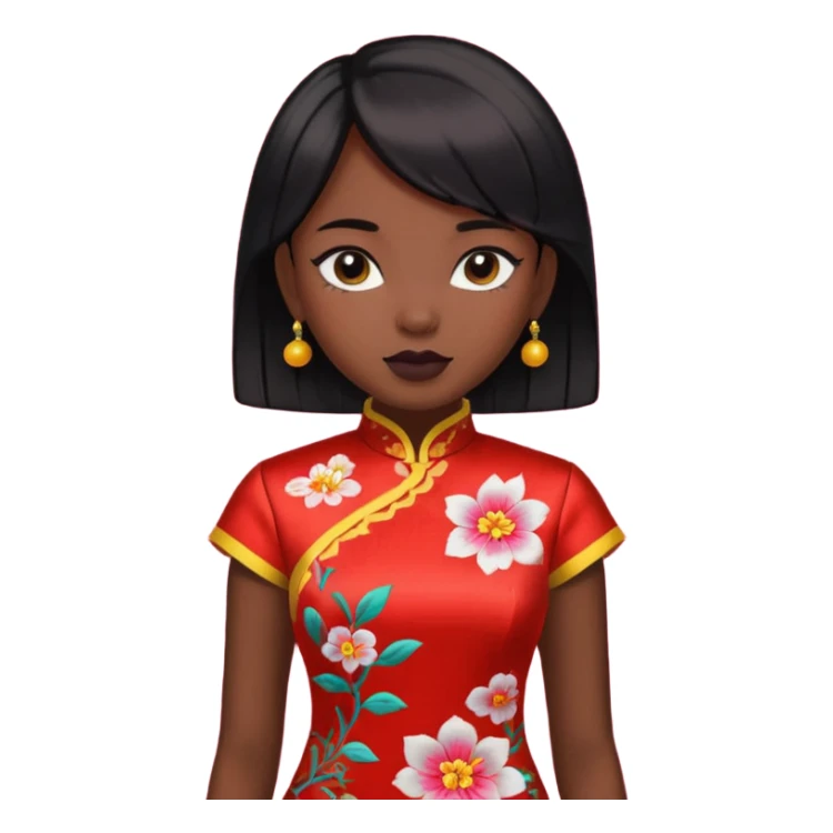 cheongsam girl, black skin sticker