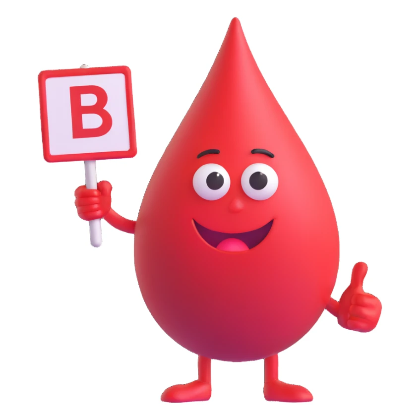 blood drop character holding a BRB sign sticker