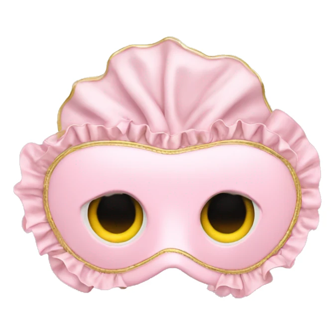 light pink sleep mask with ruffles and gold lettering sticker