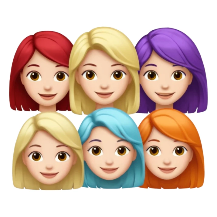 group of girls with different hair colors sticker