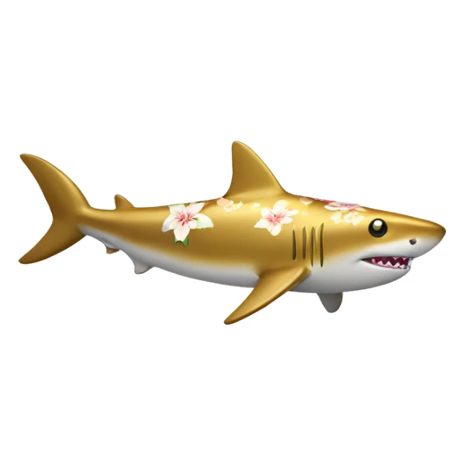 Golden shark with floral pattern on its body  sticker