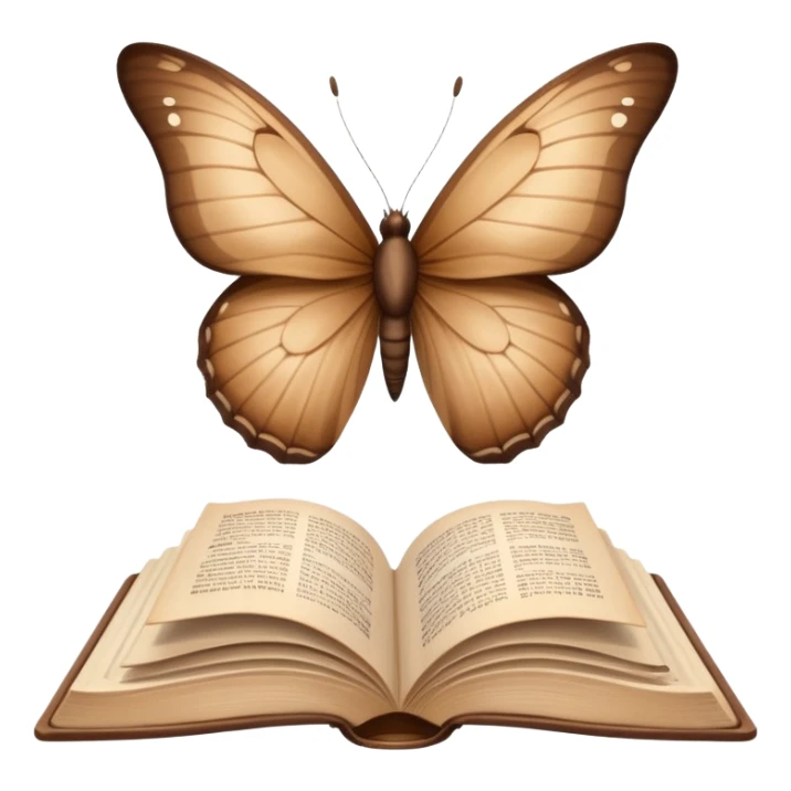 Beautiful brown butterflies fly out of an open beige book sticker