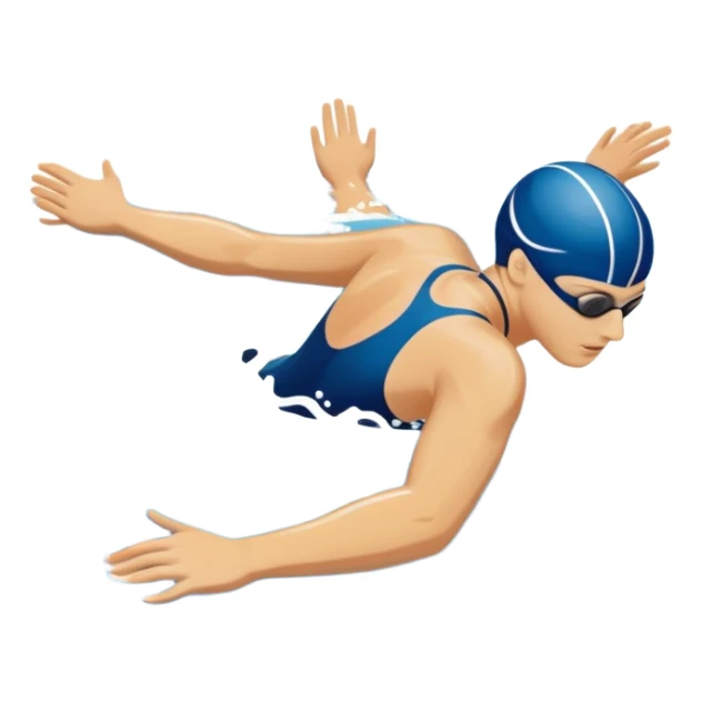 An icon featuring a swimmer in mid-stroke, cutting through the water with a strong, fluid motion. The design includes ripples around the swimmer’s body and a pool lane line in the background, symbolizing speed and technique in swimming. Transparent background highlights the grace sticker
