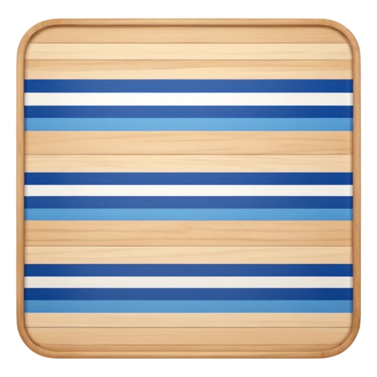 top view of an empty dining table with a white and blue striped mat over it. sticker