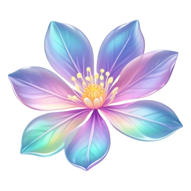 Pastel iridescent transparent luminescent flower sticker