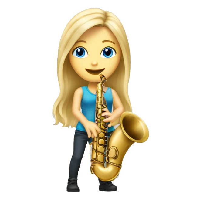 Blonde long hair blue eyes girl Playing saxophone  sticker
