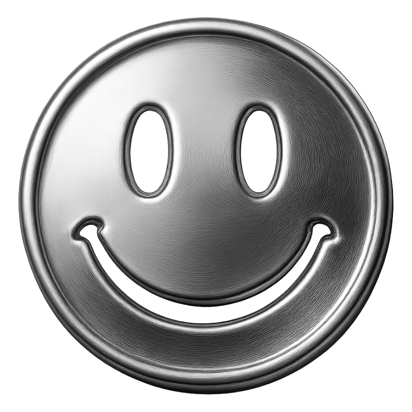 smiley face with shiny metallic look sticker