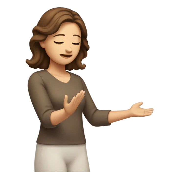 Woman with brown hair worshipping sticker