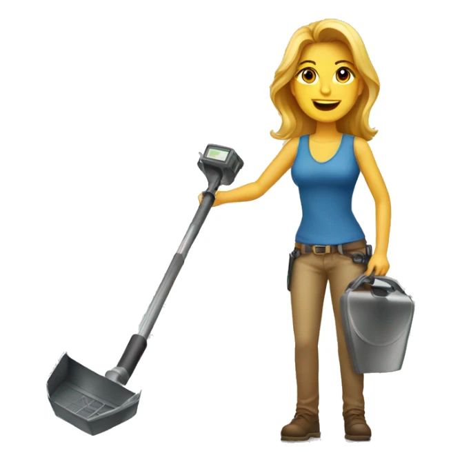 Pretty woman holding a metal detector ground sticker
