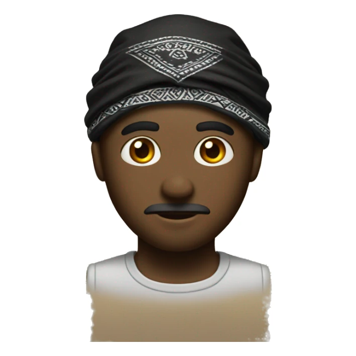 Classic iphone emoji with black bandana on head and wild eyes  sticker