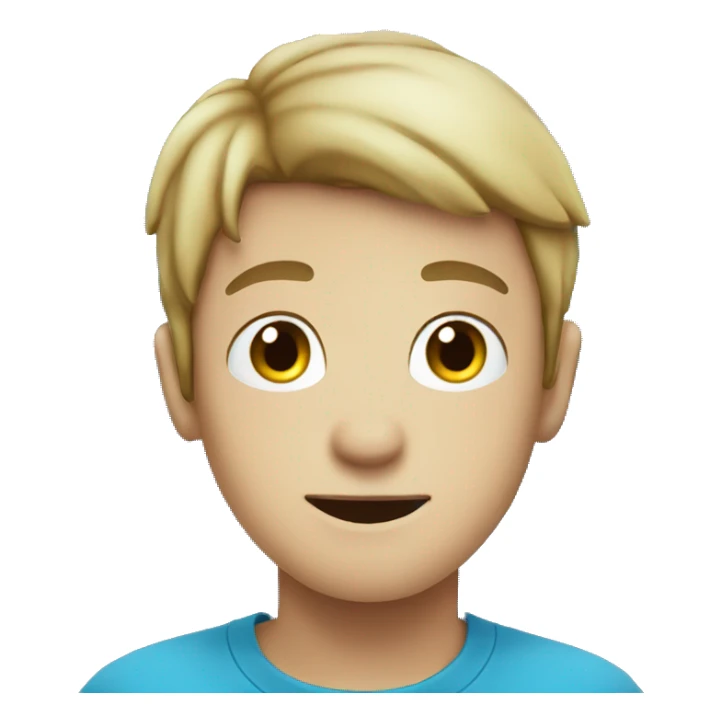 A boy with iphone with blue sea background only the face sticker