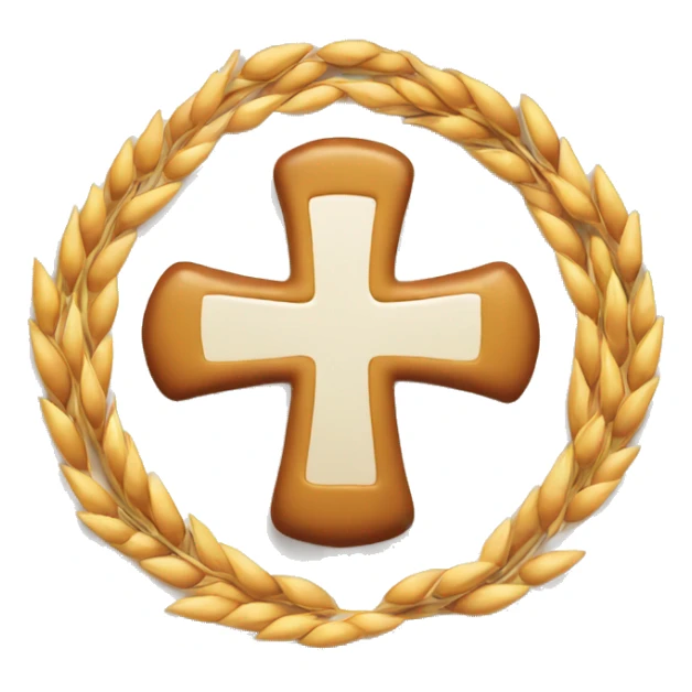 a plate of cooked wheat with a cross in the middle sticker