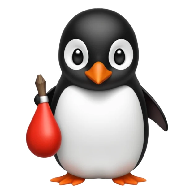 Un pinguino con una pajarita roja haciendo el gesto con la mano de cumplir una promesa. Como este pero con la palma de la mano abierta  sticker