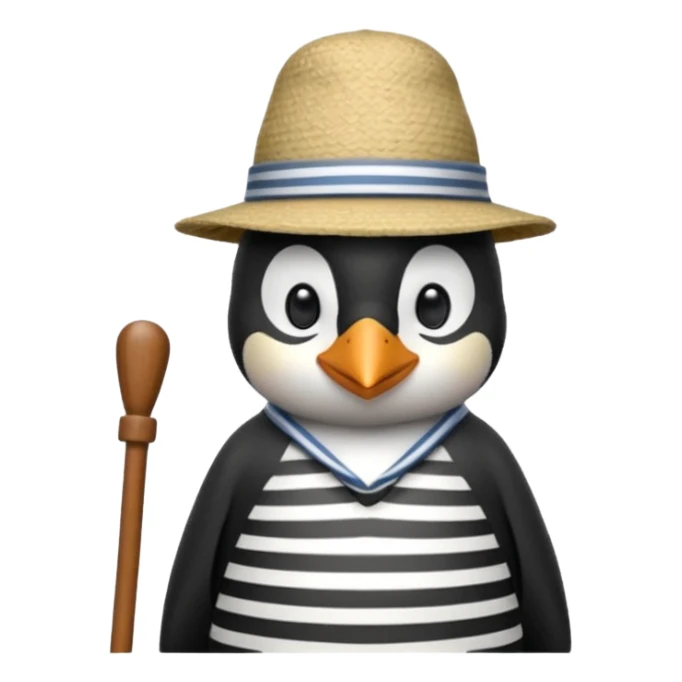 penguin wearing gondolier striped shirt and hat sticker
