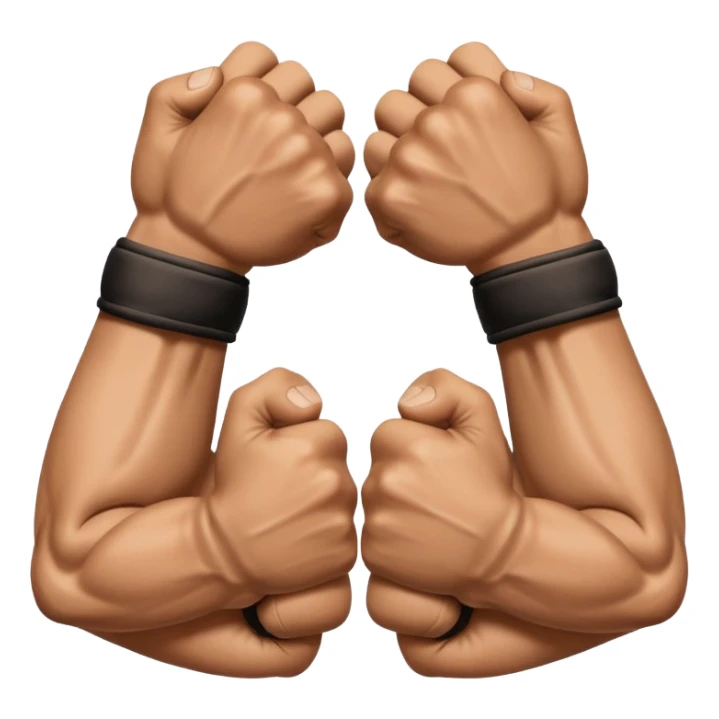 a sideways view of two sets of hands boxing sticker