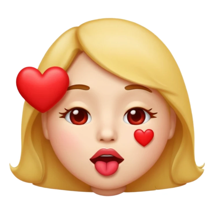 Emoji, face blowing a kiss, puckered lips, small heart sticker