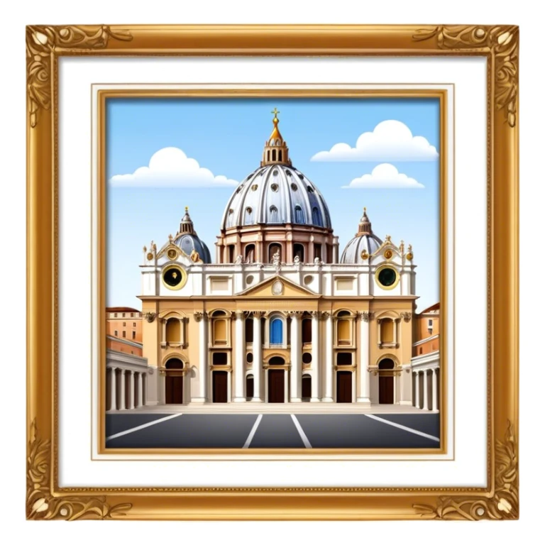 Cinematic Realistic St. Peter's Basilica Landmark Emoji, depicted with majestic, ornate architecture rendered with lifelike detail and regal lighting. sticker