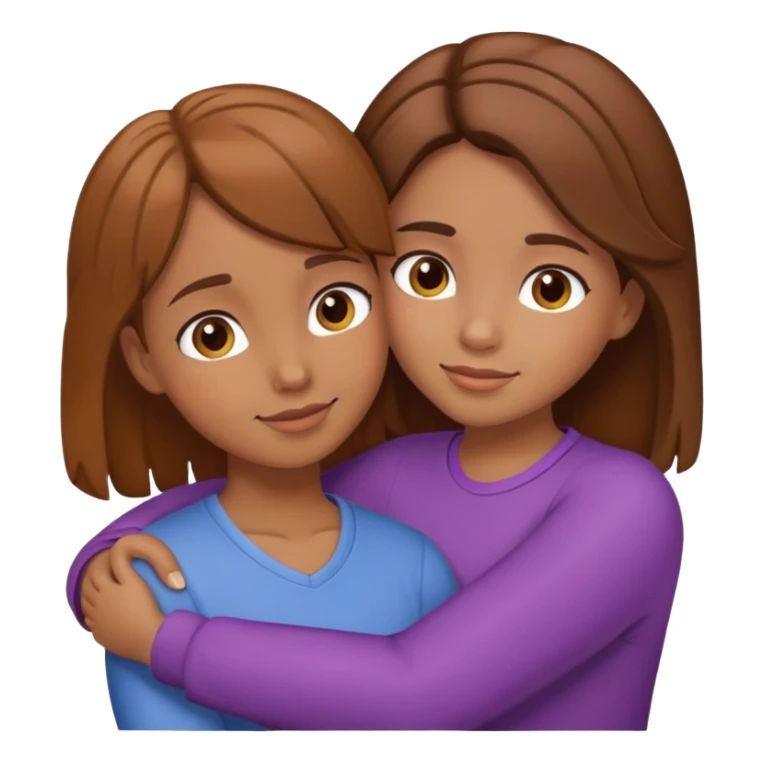 two girls hugging, one named Corny with brown hair sticker