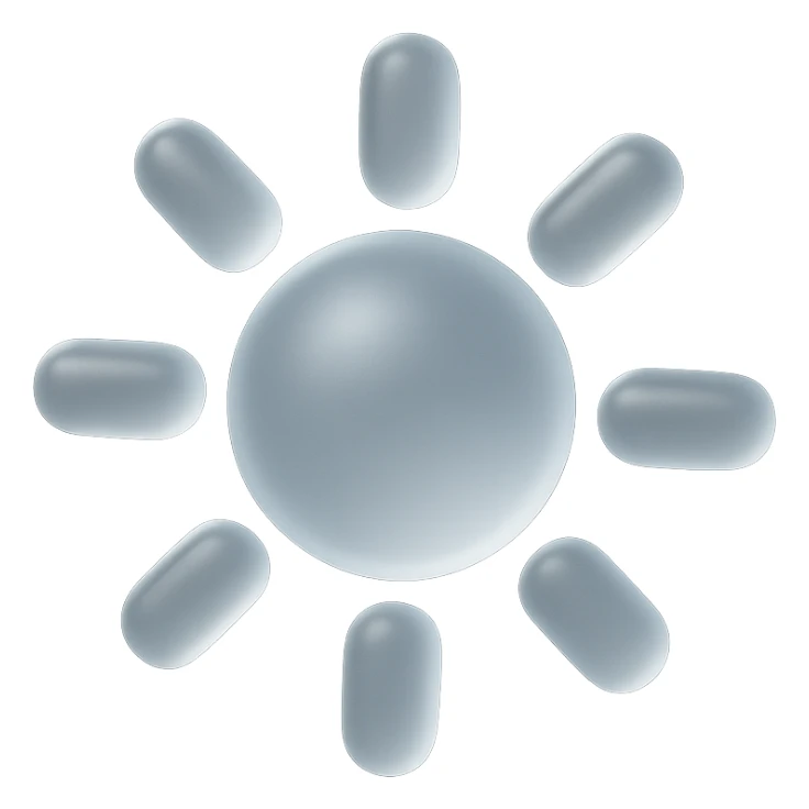 shiny sun, matte glass style, Apple emoji inspired sticker