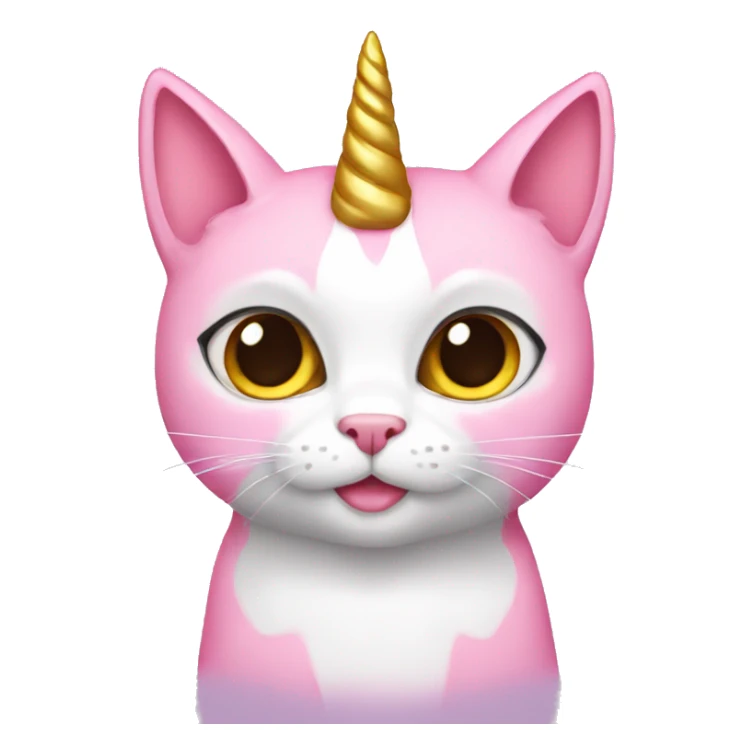 Pink princess-cat with unicorn horn sticker