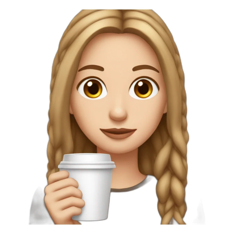 white girl brown hear and cup of coffee in hand sticker