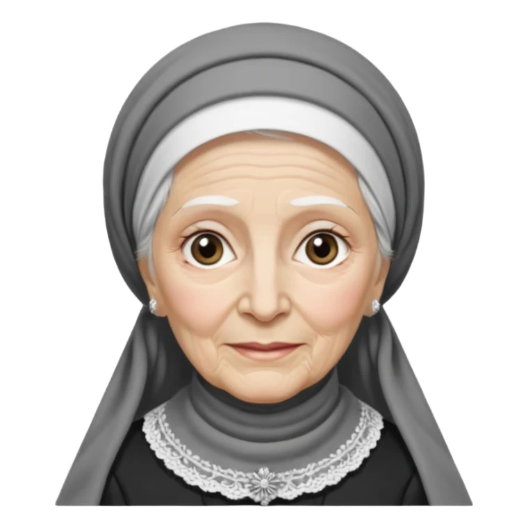 orthodox jewish woman with tichel kercheif circa. 1890 make into greyscale elderly sticker