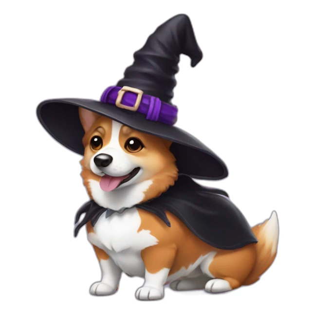 Corgi body wearing witch costume sticker