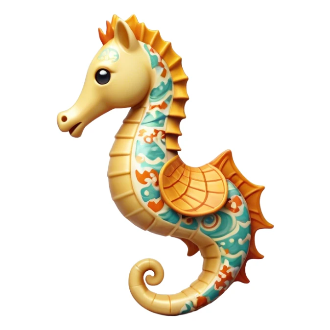 Cinematic Realistic Comical Sea Horse Portrait Emoji, Head tilted dramatically with an exaggeratedly amused expression, featuring a striking, finely detailed body with bold, whimsical patterns and wide, expressive eyes full of playful disbelief, rendered with natural, vibrant hues and realistic texture; high shine, dramatic yet playful, styled with an air of cheeky aquatic mischief, soft glowing outline, capturing the essence of a spirited and over‐the‐top sea horse that looks ready to bob its way into viral fame! sticker