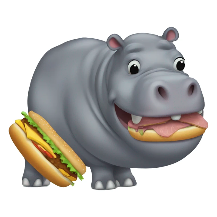 Hippo eat hamburgers  sticker