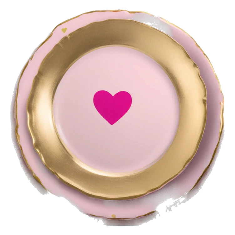 Realistic laying flat empty gold and pink valentines charger plate sticker