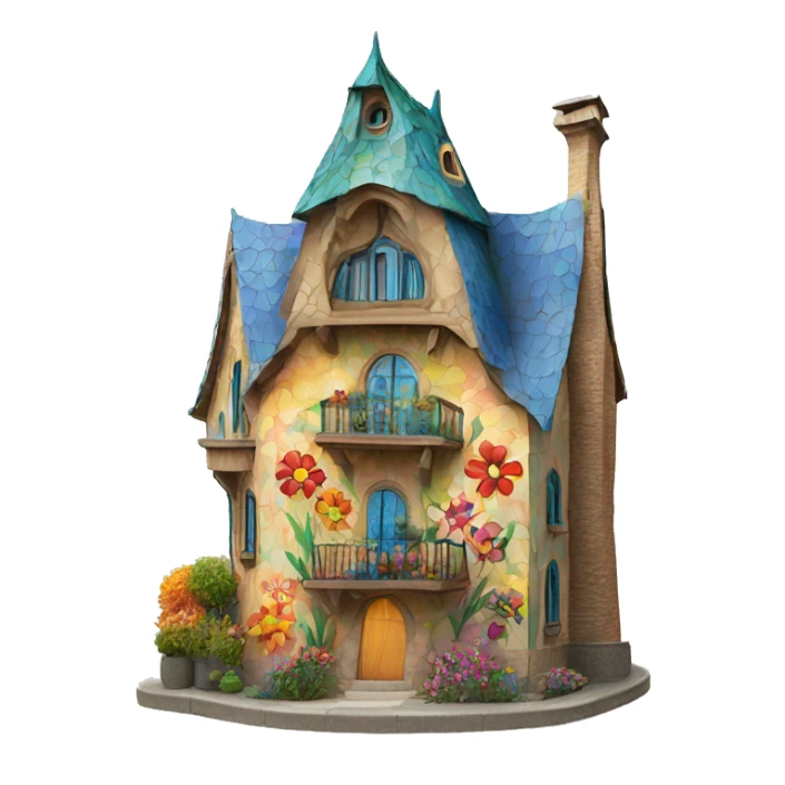 Gaudí flowery colorful house  sticker