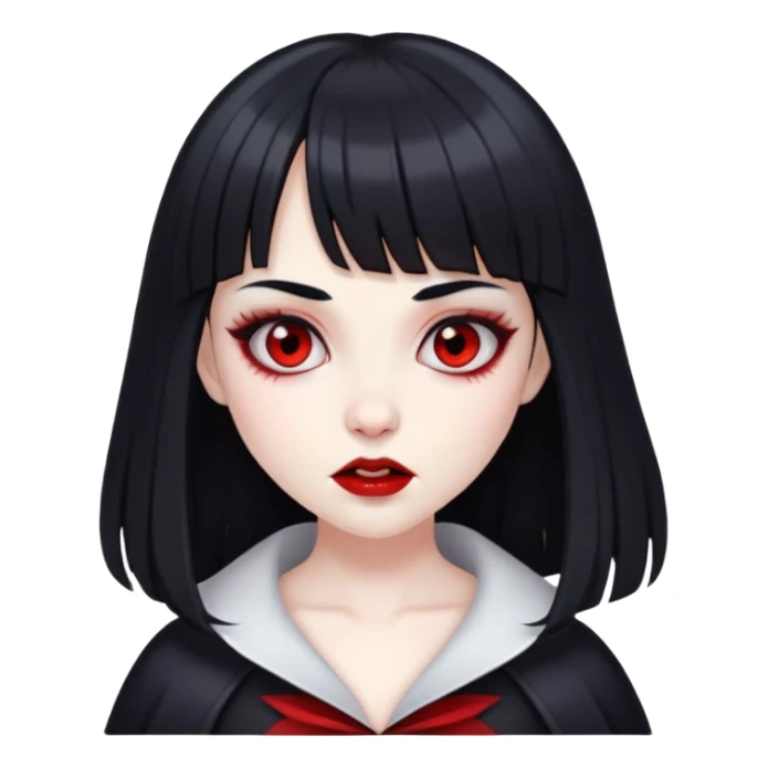 Garota vampira com cabelos pretos e franja sticker