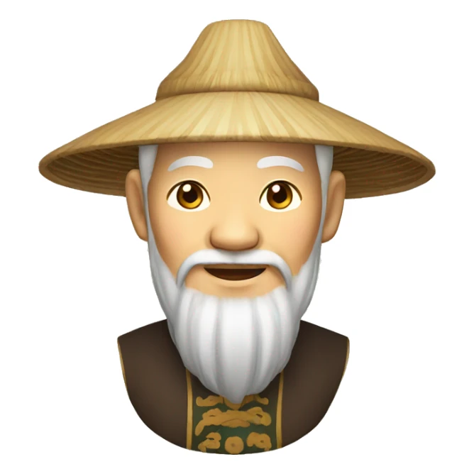 Old Chinese man with traditional Chinese hat sticker