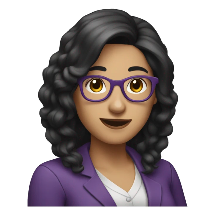 female librarian purple black hair waving sticker