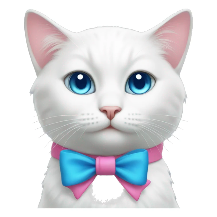 white cat with a pink bow and blue eyes sticker