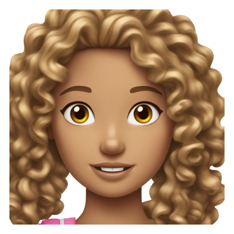 girl with curly hair brunette barbie girl sticker