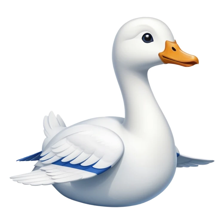 A cartoon jet airplane with a white goose neck and head extending from where the nose would be sticker