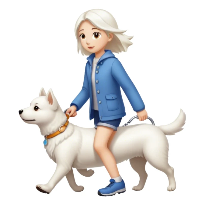 Girl walking a white dog sticker