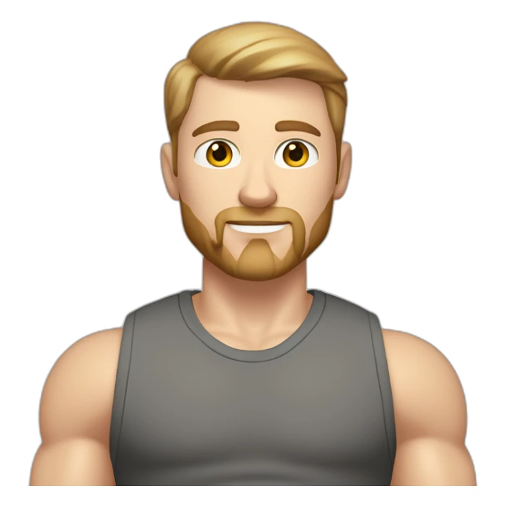 Full height Pale skinned fit man With biceps, Realistic eyes and mouth, light brown hair and stubble In dark gray sleeveless mike, black oversize sports shorts, watch and white sneakers. sticker