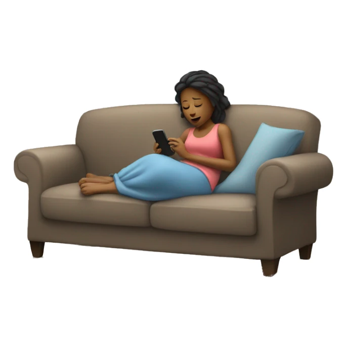 Wife laying on couch under a blanket on her phone  sticker