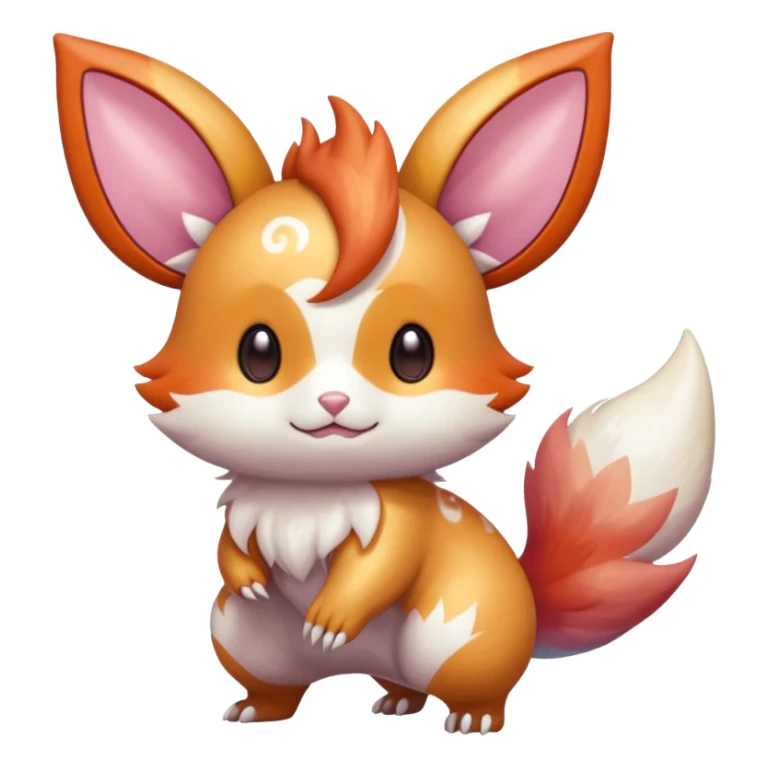  Shiny iridescent light warmly colored reddish-orange-gold-gradients neon vibrant colorful pastel flourishing flurry fuzzy Minccino-Pachirisu-Furret-Palkia-Meloetta-Noibat-fusion-animal-Fakémon-hybrid-creature, by griffsnuff sticker