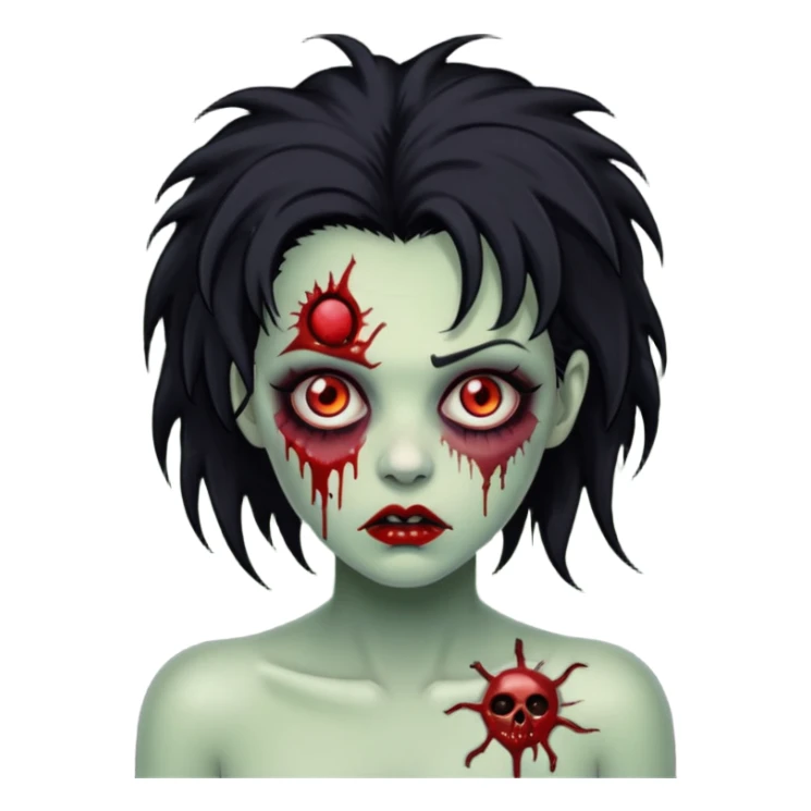 Mulher zumbi com pés escura ferimentos e um cabelo crespo cabelo preto  sticker